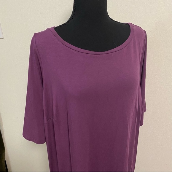 Eileen Fisher Dress Women’s Size 1X Plum Purple Jersey Knit MIDI Dress - Picture 3 of 14